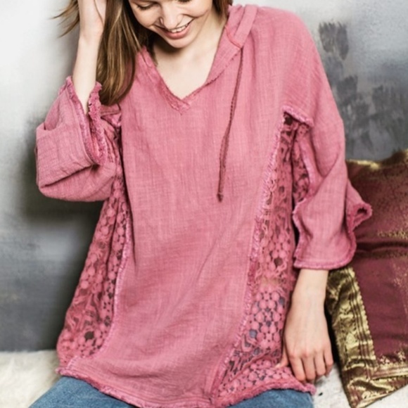 MAUVE HOODIE TUNIC TOP - Picture 4 of 4